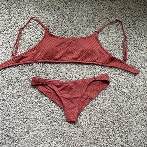 Roxy Brown Bikini Set Textured Minimalist Design